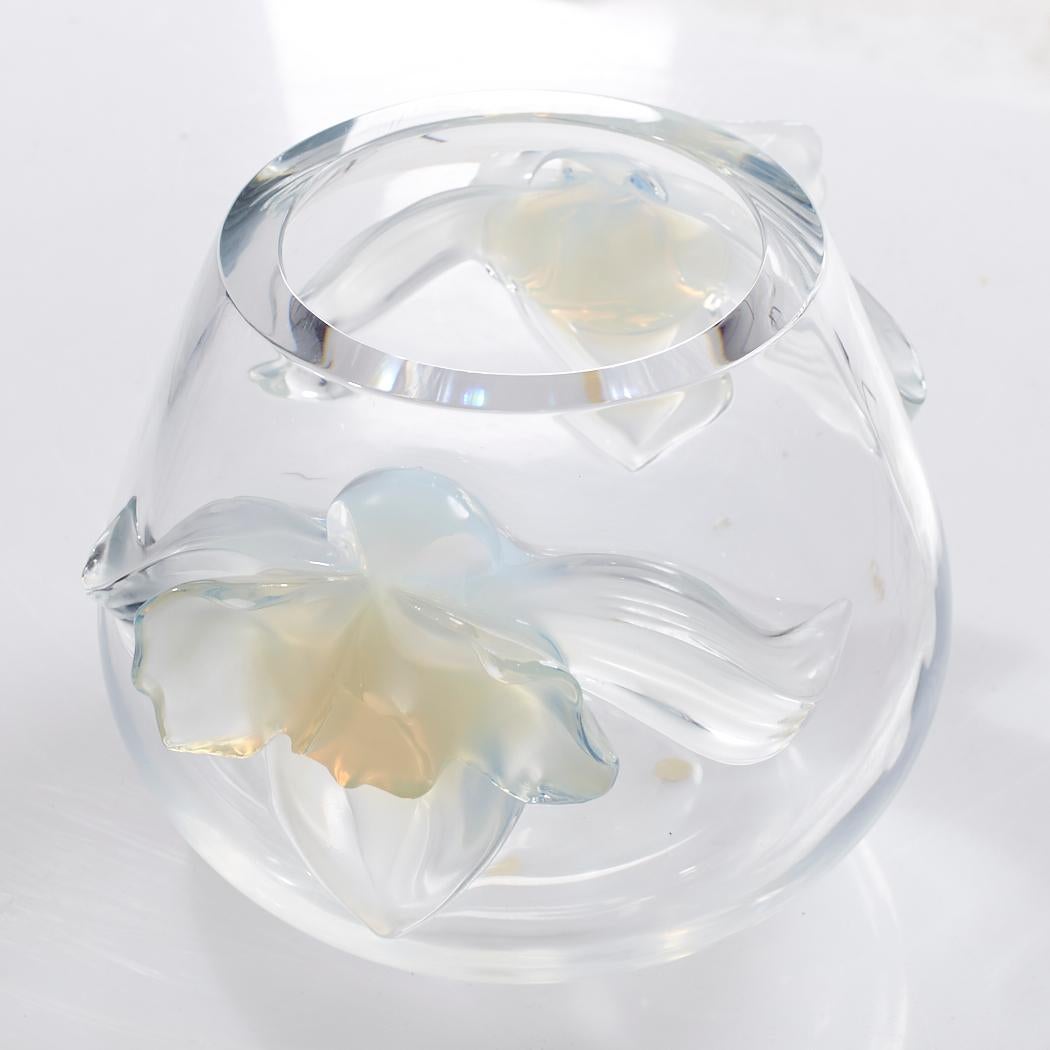 Lalique Crystal Orchidee Vase Orchid Opalescent Clear For Sale 3