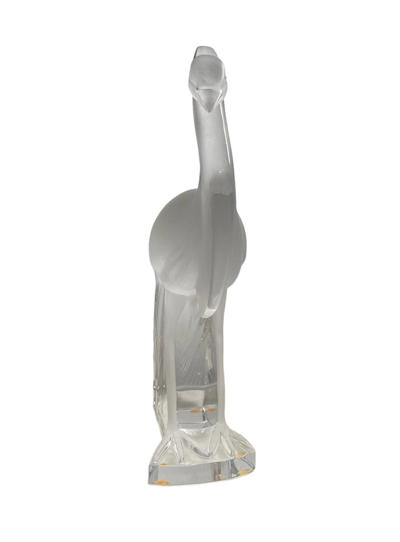 French Lalique Crystal Peacock Sculpture  For Sale