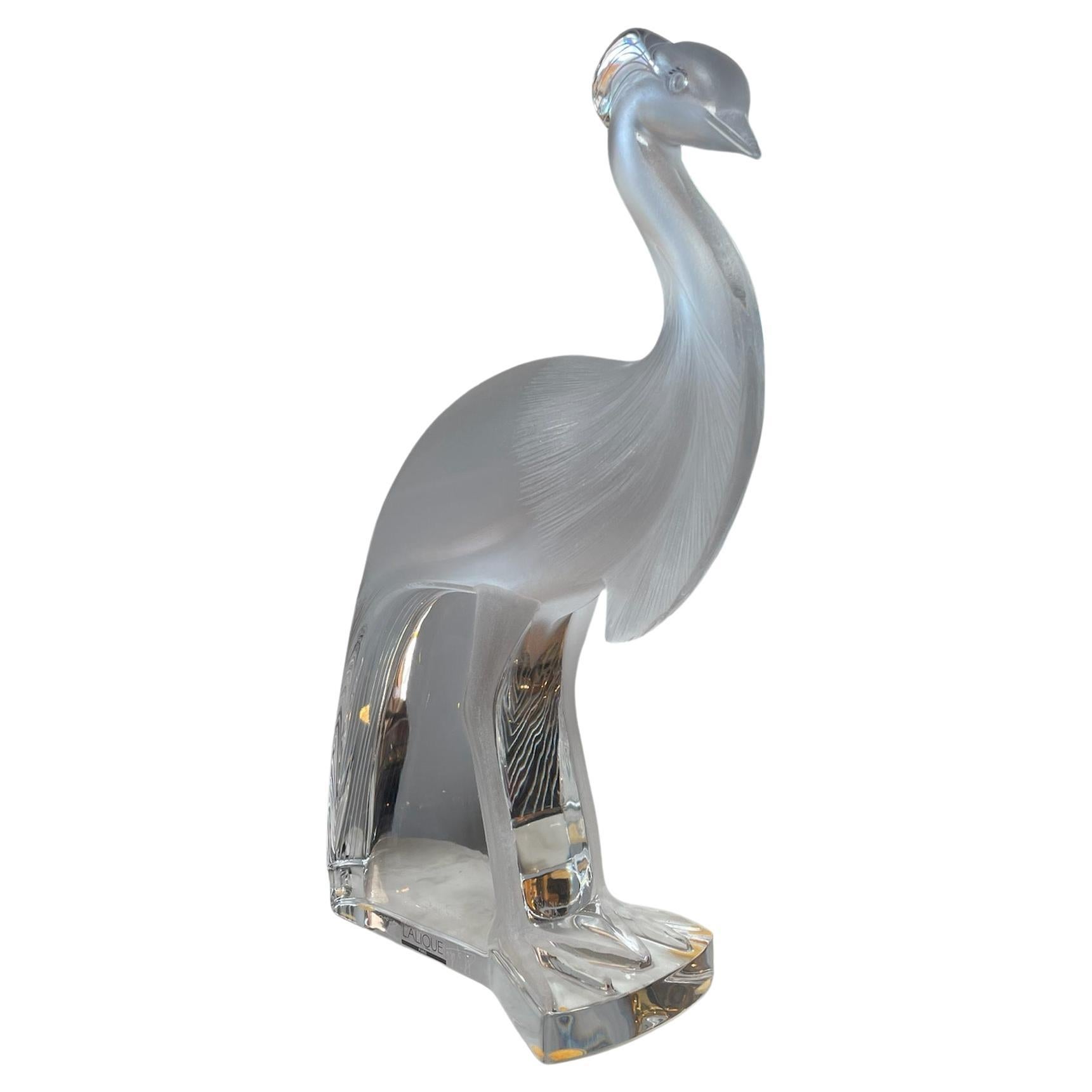 Pfauenskulptur aus Lalique-Kristall  im Angebot