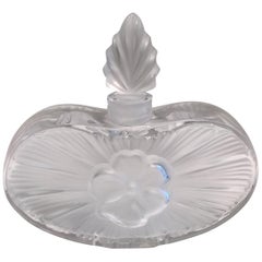 Lalique Crystal Perfume Bottle Exquisite Art Deco Style Heart and Flower