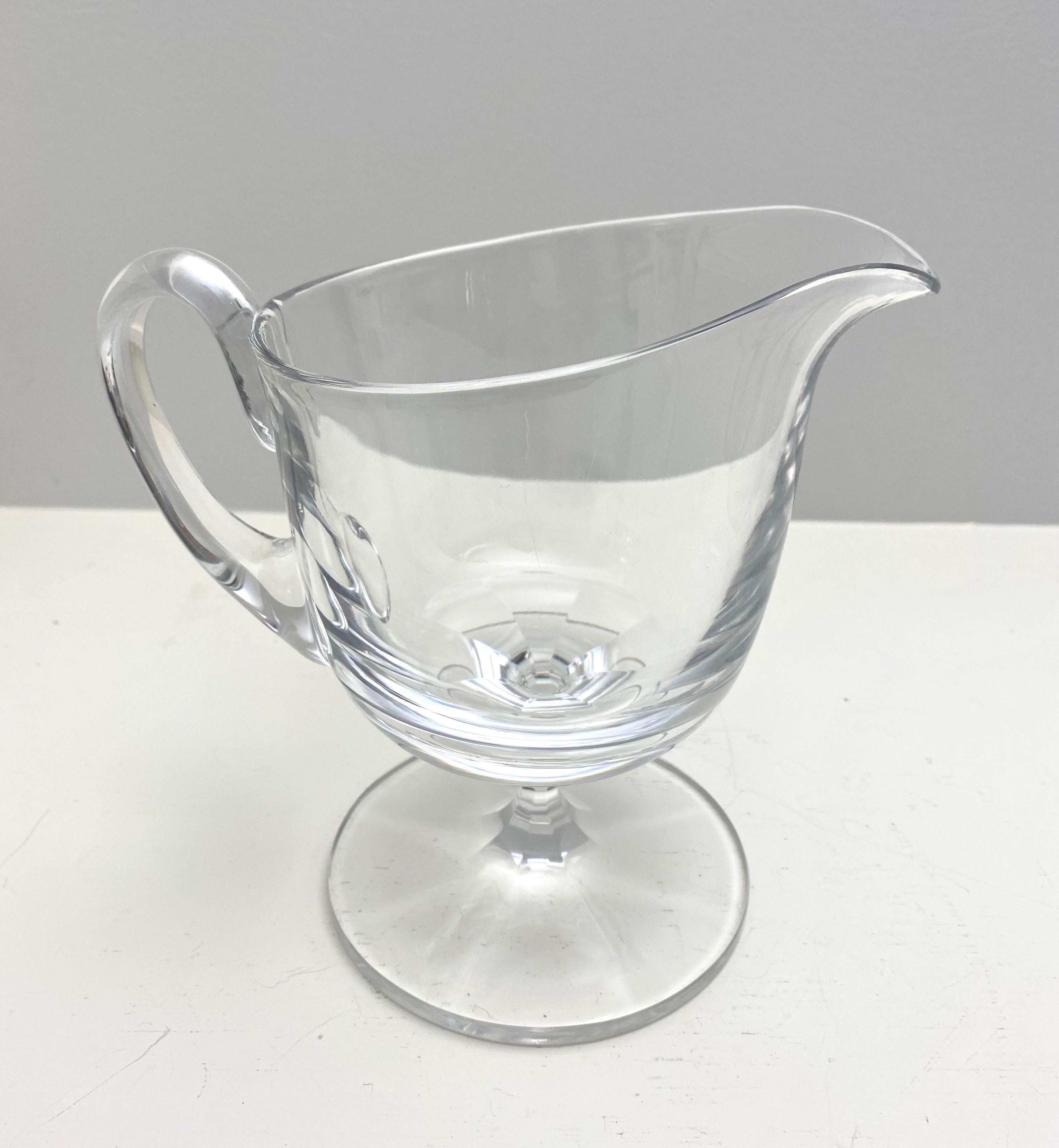 Exceptional Vintage Lalique Crystal Pitcher for Water or Cocktails for the Bar. Beautiful piece with a simple base and slightly raised triangular lines. It also has a great weight that adds to durability. Signed Laliqe France on the bottom. Great