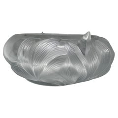 Lalique Crystal “Pivoine Peonies” Large Round Bowl Centerpiece 
