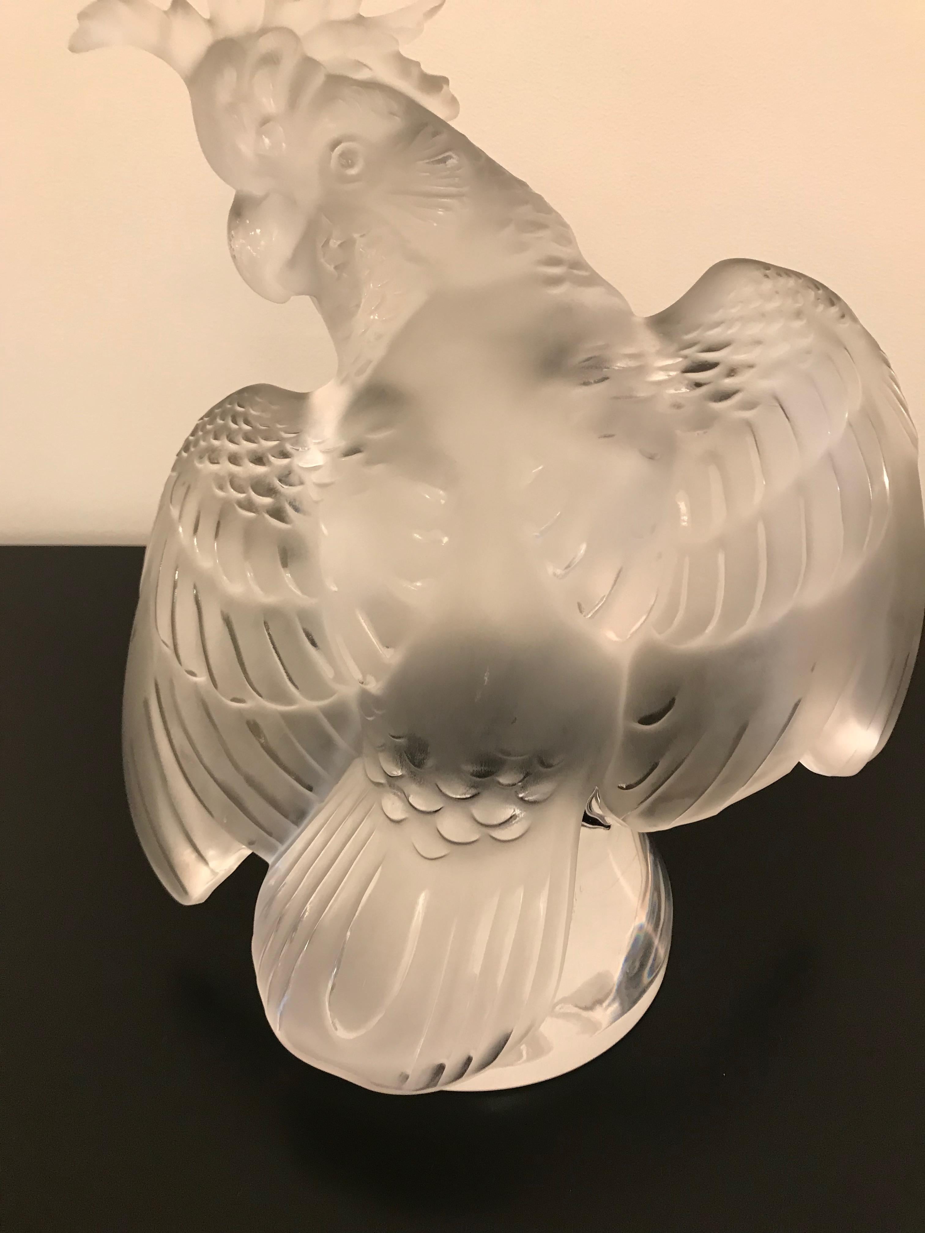 Sculpture en cristal - Oiseau Cockatoo de Lalique en vente 6