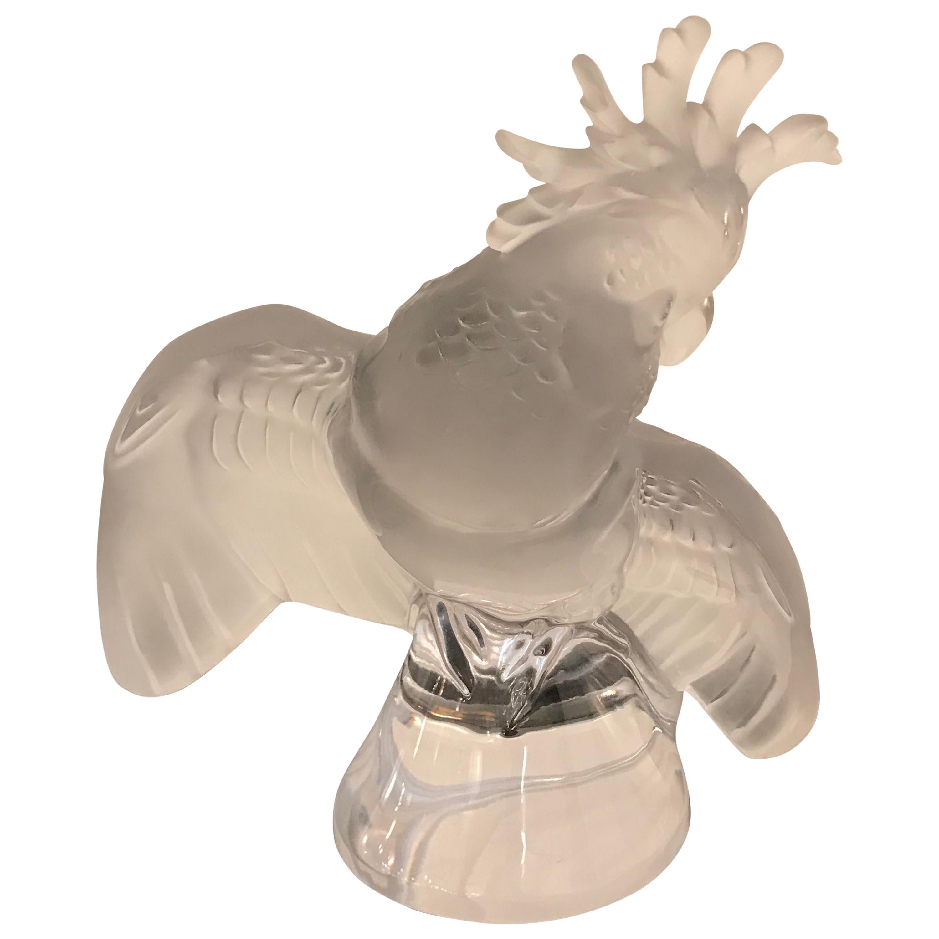 Scultura in cristallo Lalique Uccello Cacatua in vendita