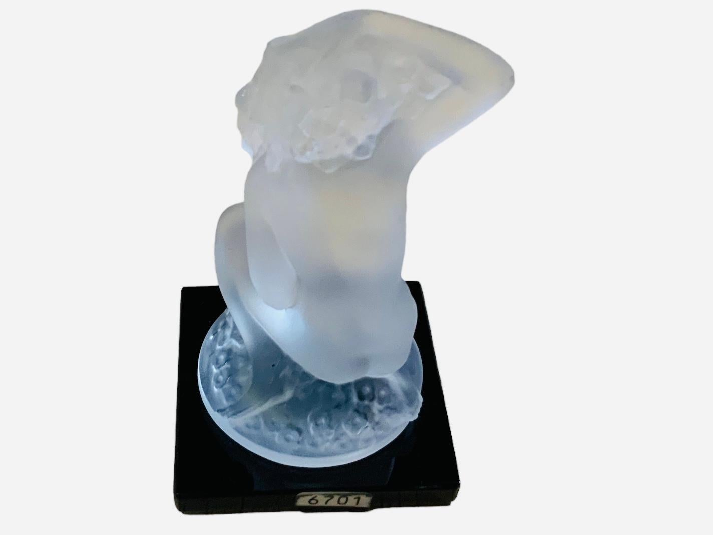 Molded Lalique Crystal Sculpture Of Nude Lady in Bubble For Sale