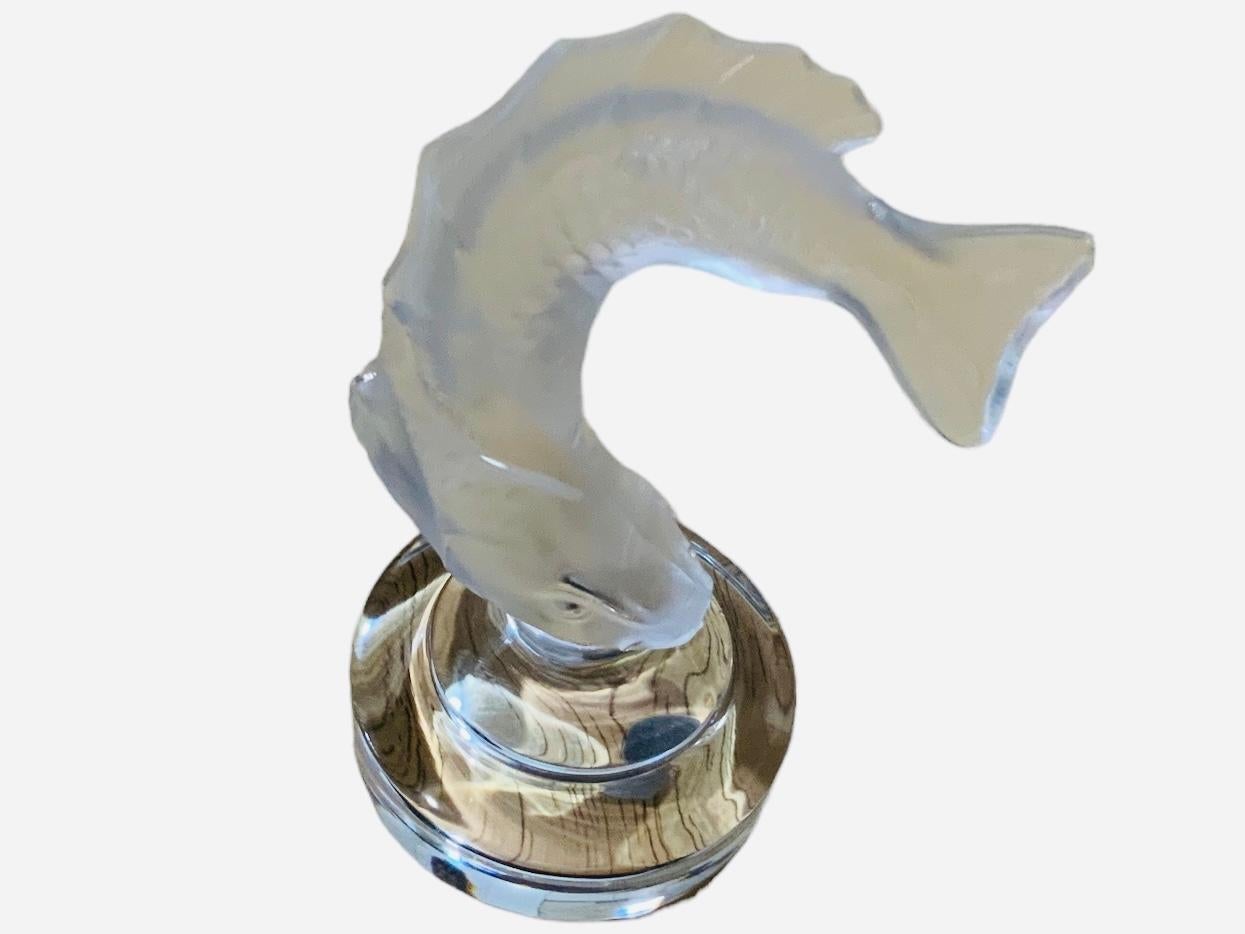 French Lalique Crystal Small Sculpture Of A Koi Fish For Sale