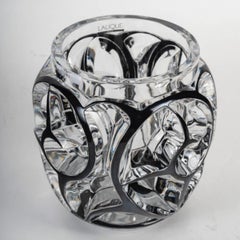 Lalique crystal: TOURBILLONS VASE COLORLESS CRYSTAL WITH BLACK ENAMEL