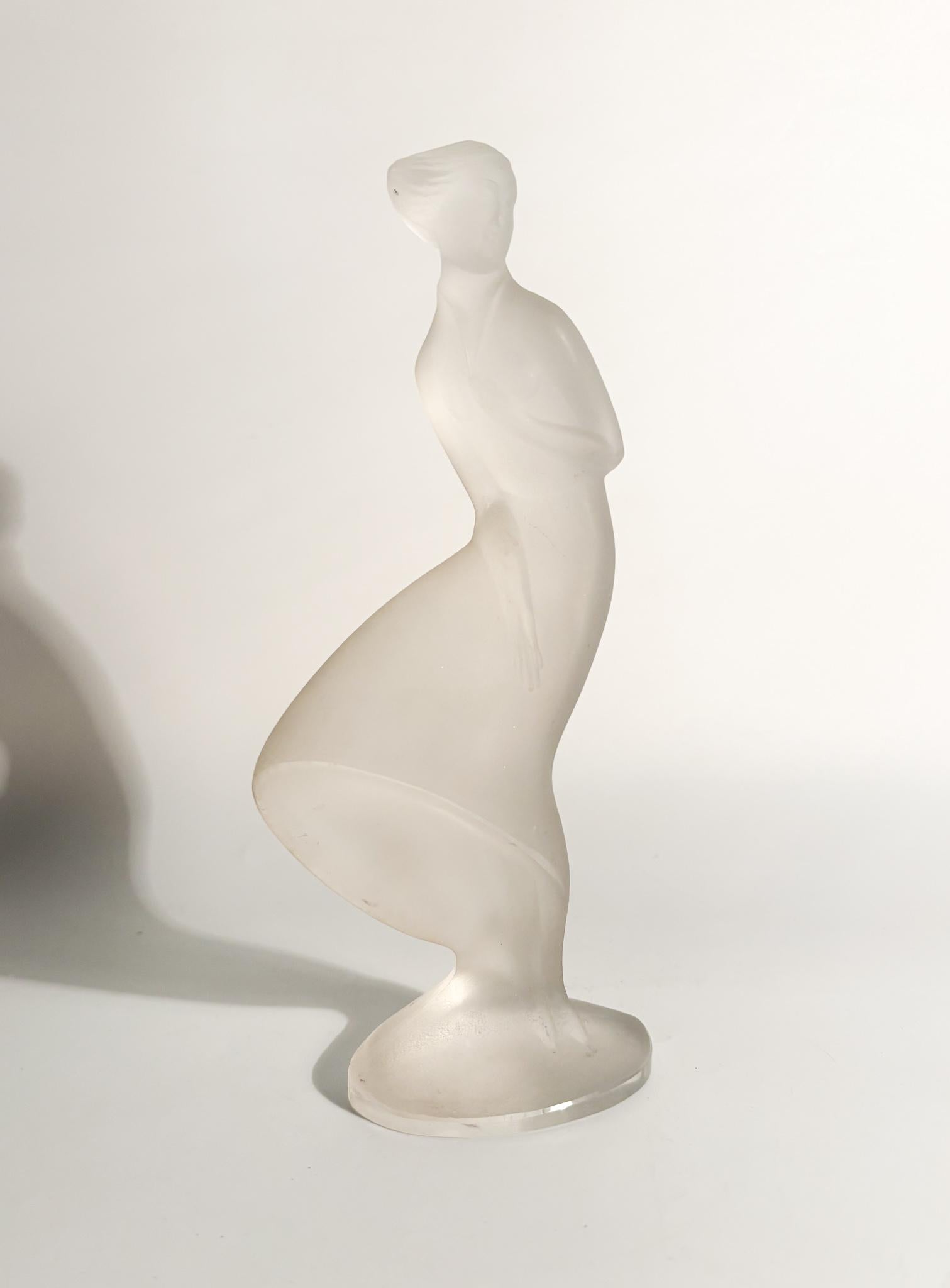 Art Deco Lalique Crystal Wind Lady Figurine Statue 1930s