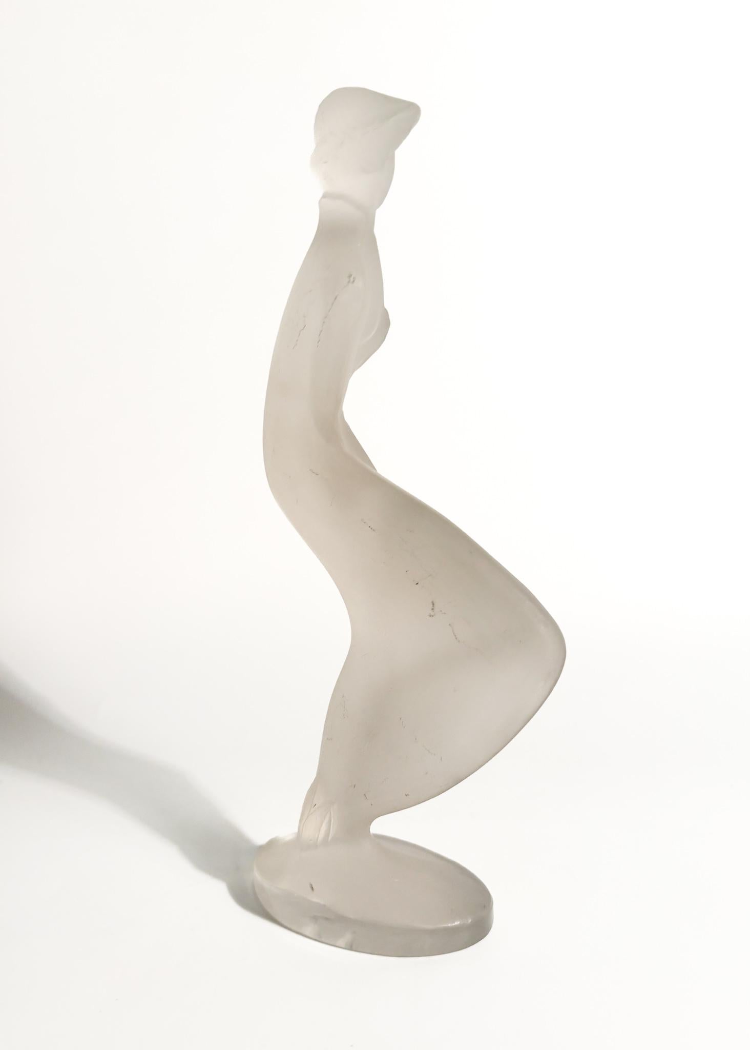 Mid-20th Century Lalique Crystal Wind Lady Figurine Statue 1930s
