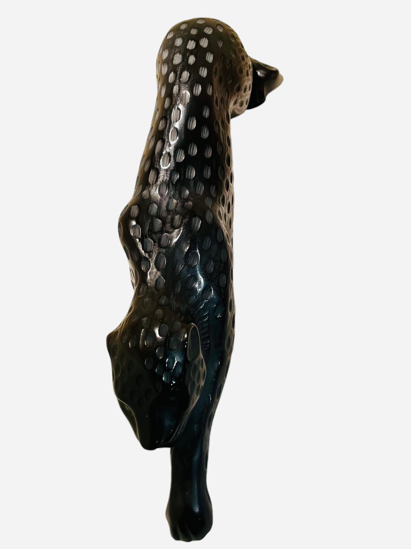 Lalique Crystal “Zella” Black Panther Sculpture  3