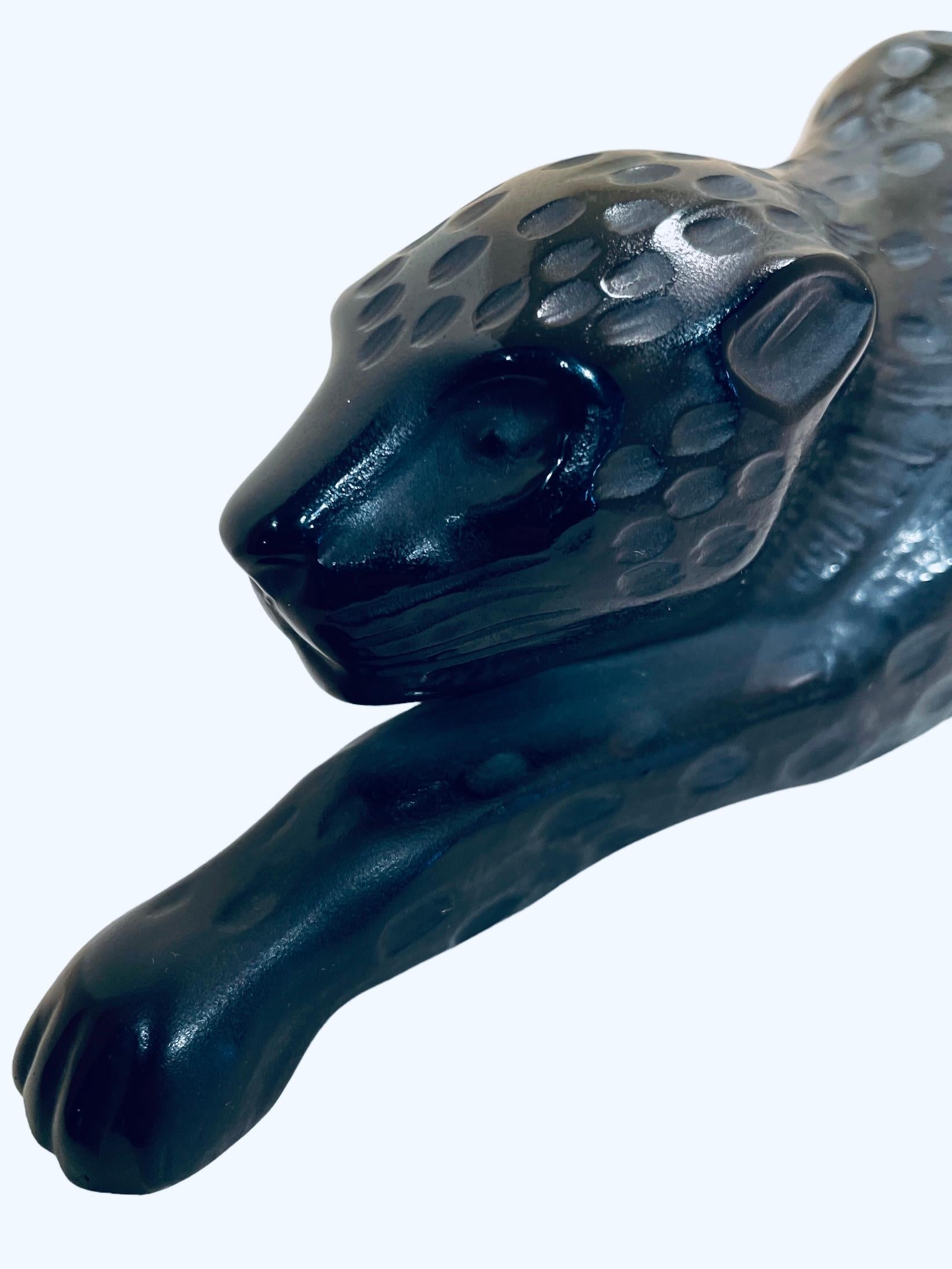 Lalique Crystal “Zella” Black Panther Sculpture  2