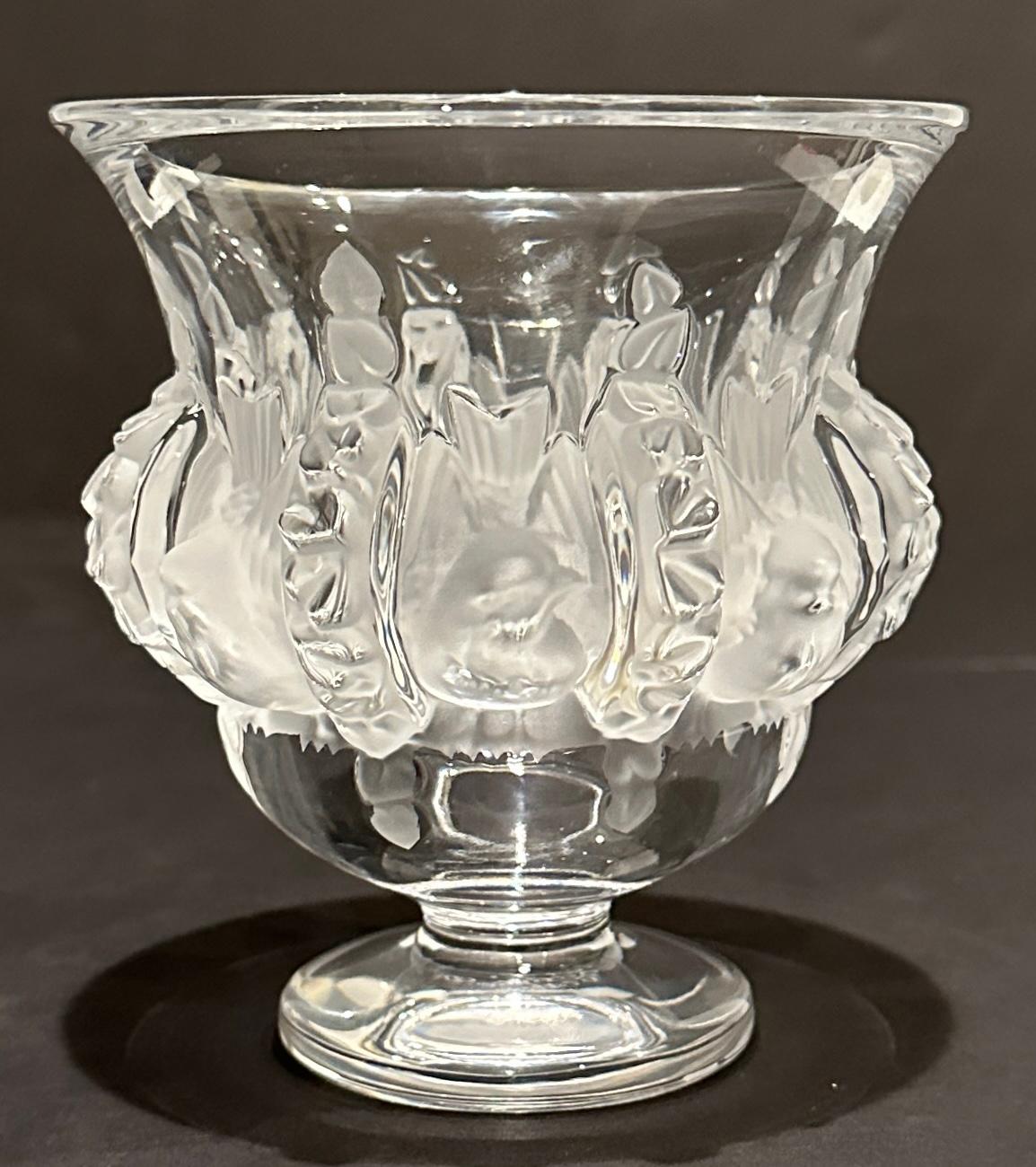 Mid-Century Modern Lalique Dampierre Crystal Vase For Sale