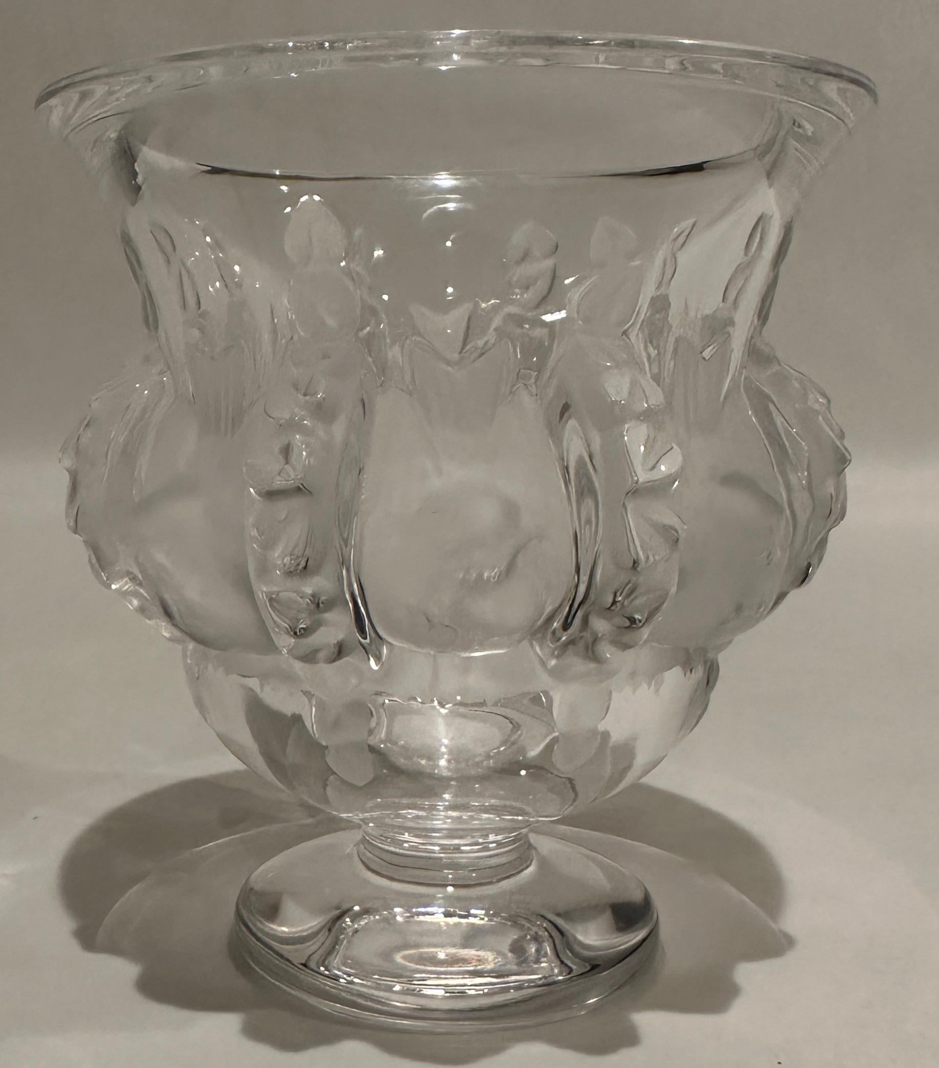 Lalique Dampierre Crystal Vase In Good Condition For Sale In Norwood, NJ