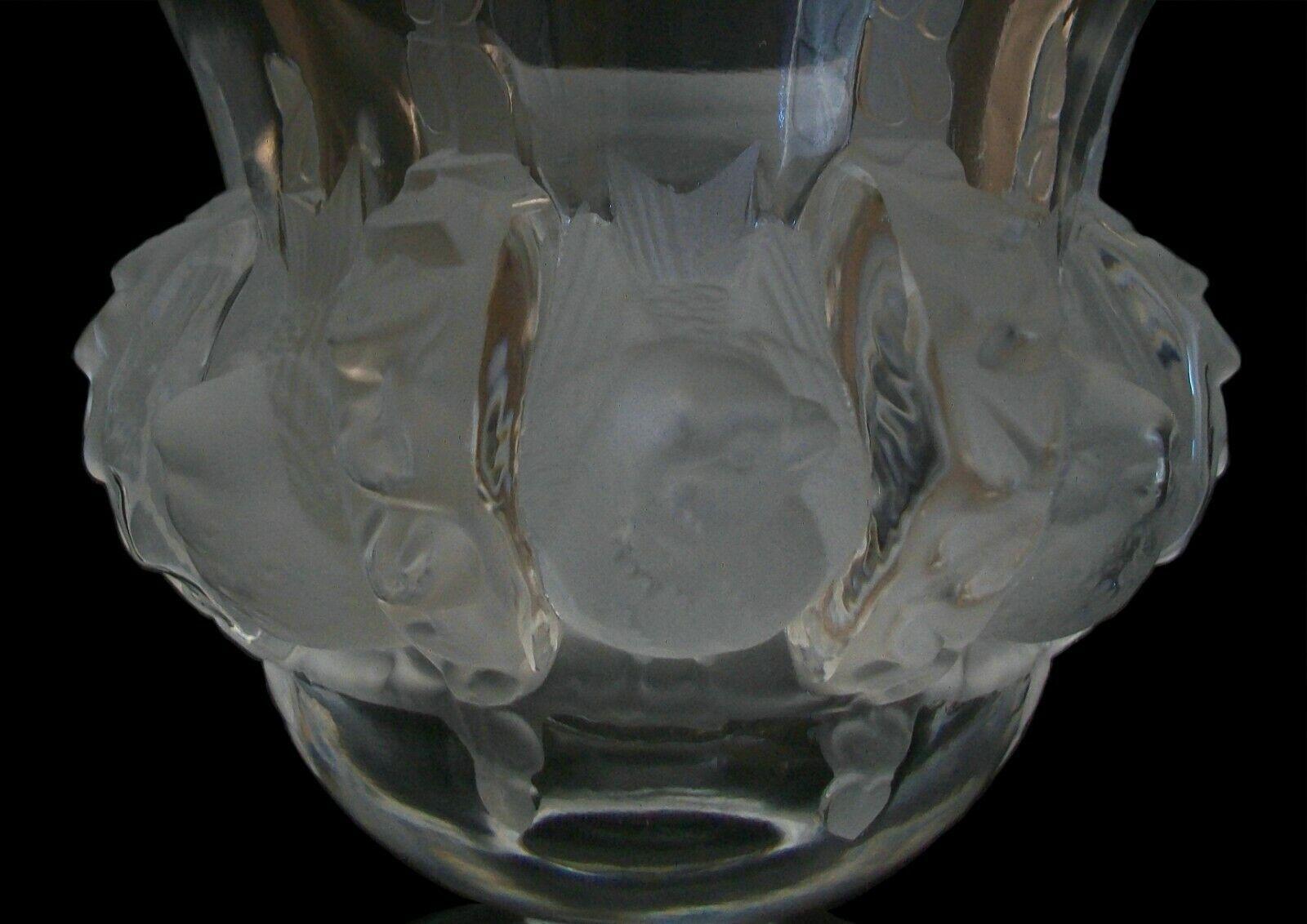 French LALIQUE - 'Dampierre', Frosted & Clear Crystal Vase, France, 20th Century For Sale