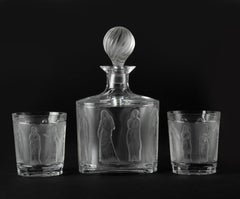 Decantador Lalique con dos Copas de Whisky Modelo Femmes Antiques