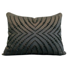  Lalique, Modern Black Silk Scatter Cushion, Hand Beaded Art Deco Design 