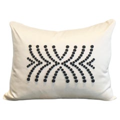 Lalique Modern Cream Silk Scatter Cushion, Hand Beaded Art Deco Design 