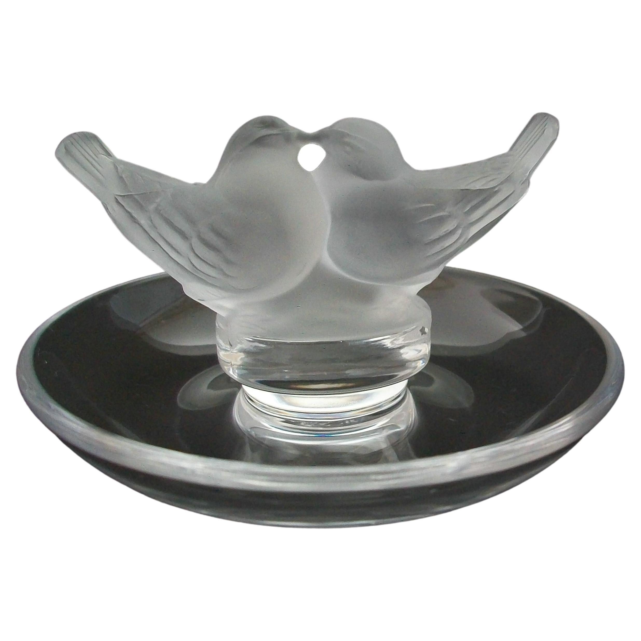 Lalique Crystal Frosted Glass Jewellery Trinket Ring Holder Swan Bird