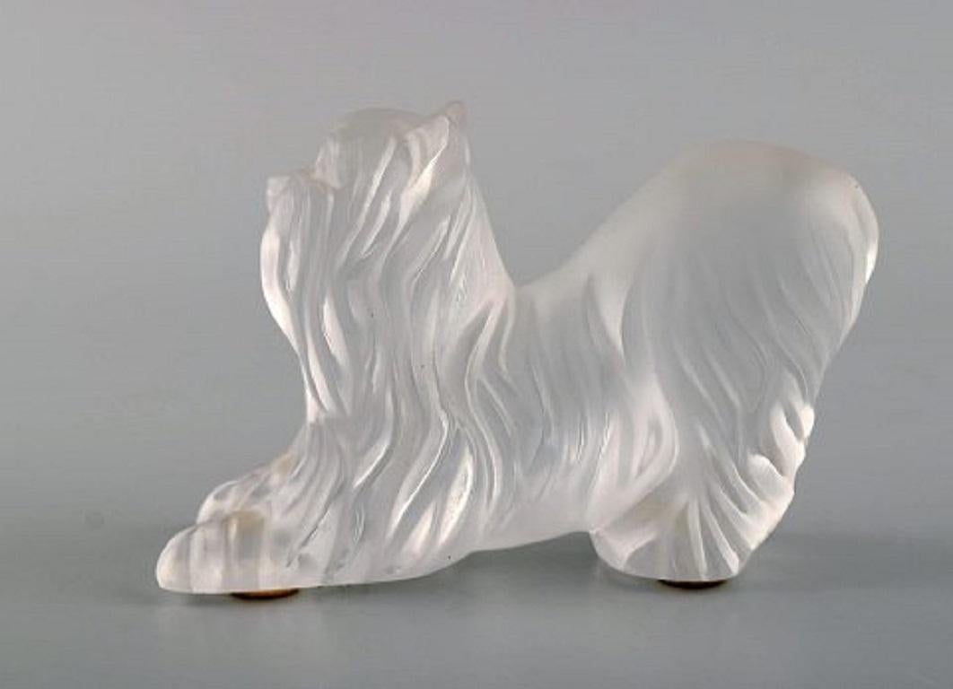 Lalique dog in frosted art glass, 1980s.
Measures: 11 x 7.5 cm.
In excellent condition.
Incised signature.