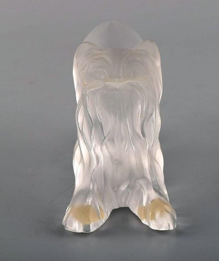 French Lalique Dog in Frosted Art Glass, 1980s