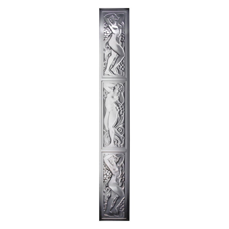 Lalique Door Composed of 3 Decorative Glass Panels "Femme" at 1stDibs