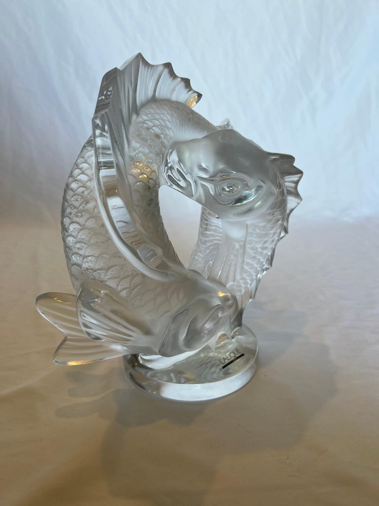 Lalique Double Fish Sculpture For Sale 5