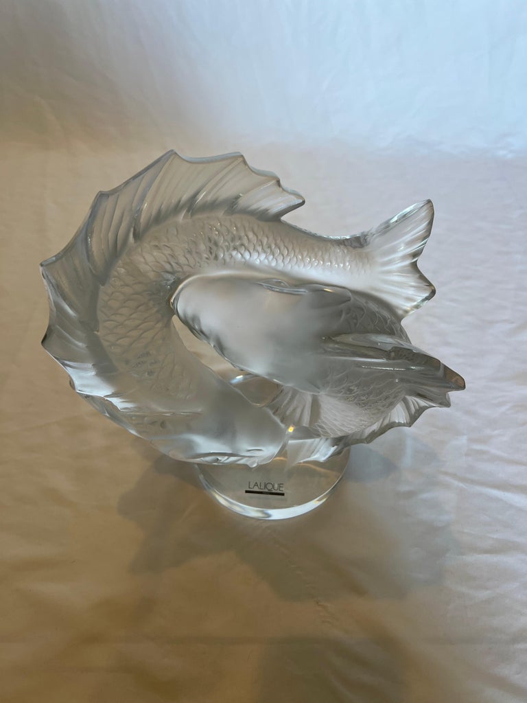 Lalique Double Fish Sculpture For Sale 1
