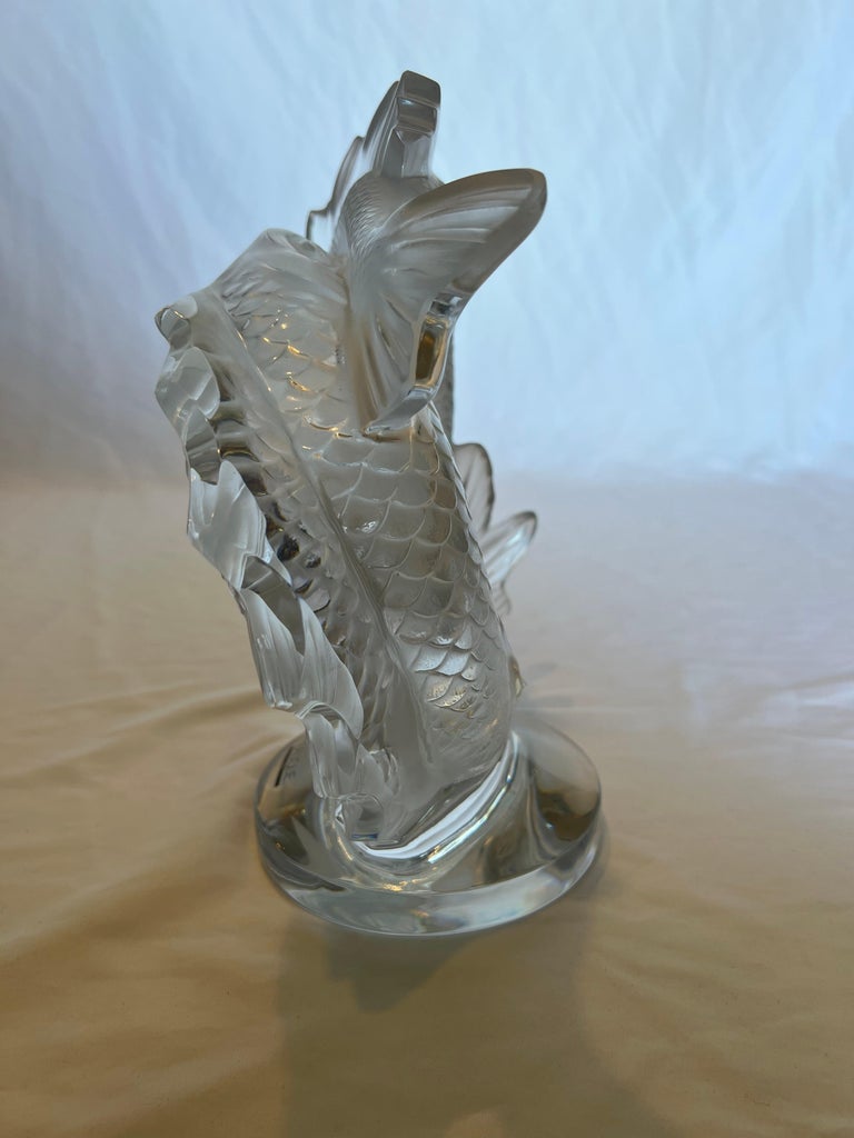 Lalique Double Fish Sculpture For Sale 2