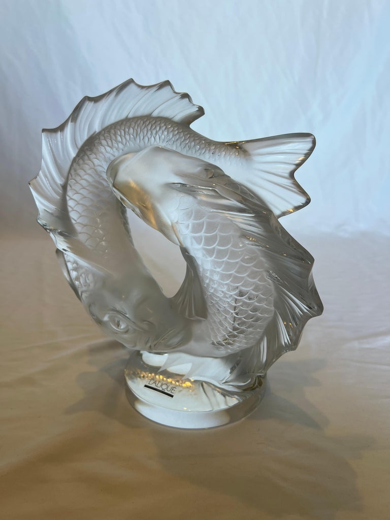 Lalique Double Fish Sculpture For Sale 4