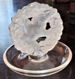 Lalique Dove Wreath Pin or Ring Dish