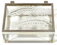 Lalique "Épis" Crystal and Silver-Plated Table Box, France, Circa 1980s