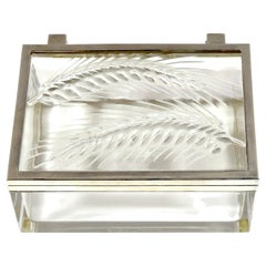Lalique "Épis" Crystal and Silver-Plated Table Box, France, Circa 1980s