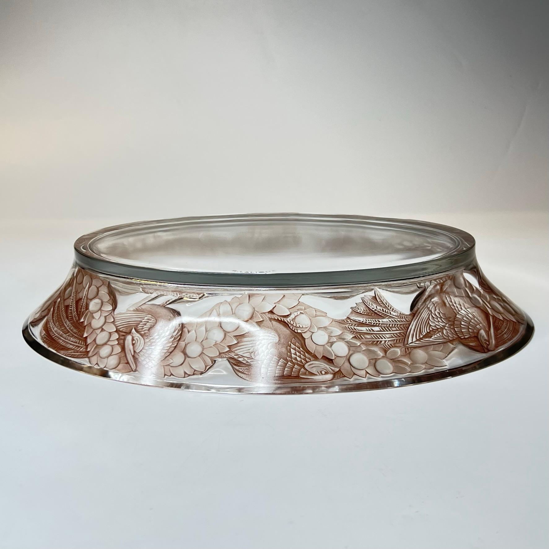 Lalique Faisons Glass Tray Platter from Art Deco Period, circa 1930 For Sale 2