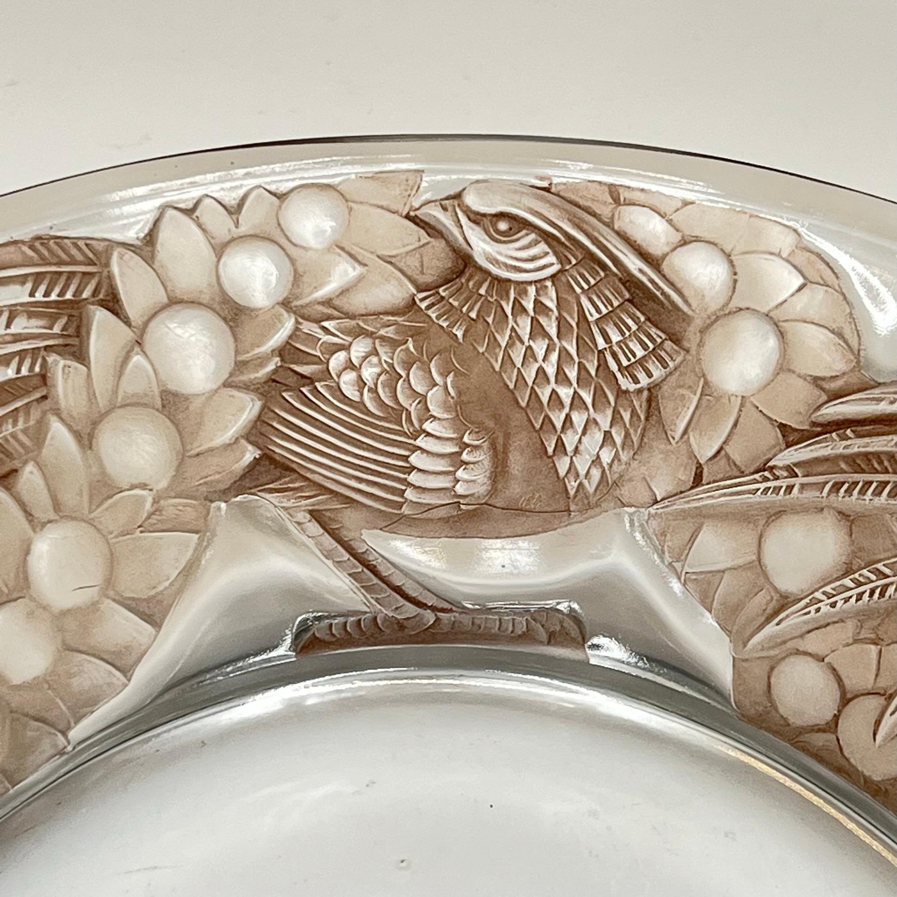 20th Century Lalique Faisons Glass Tray Platter from Art Deco Period, circa 1930 For Sale