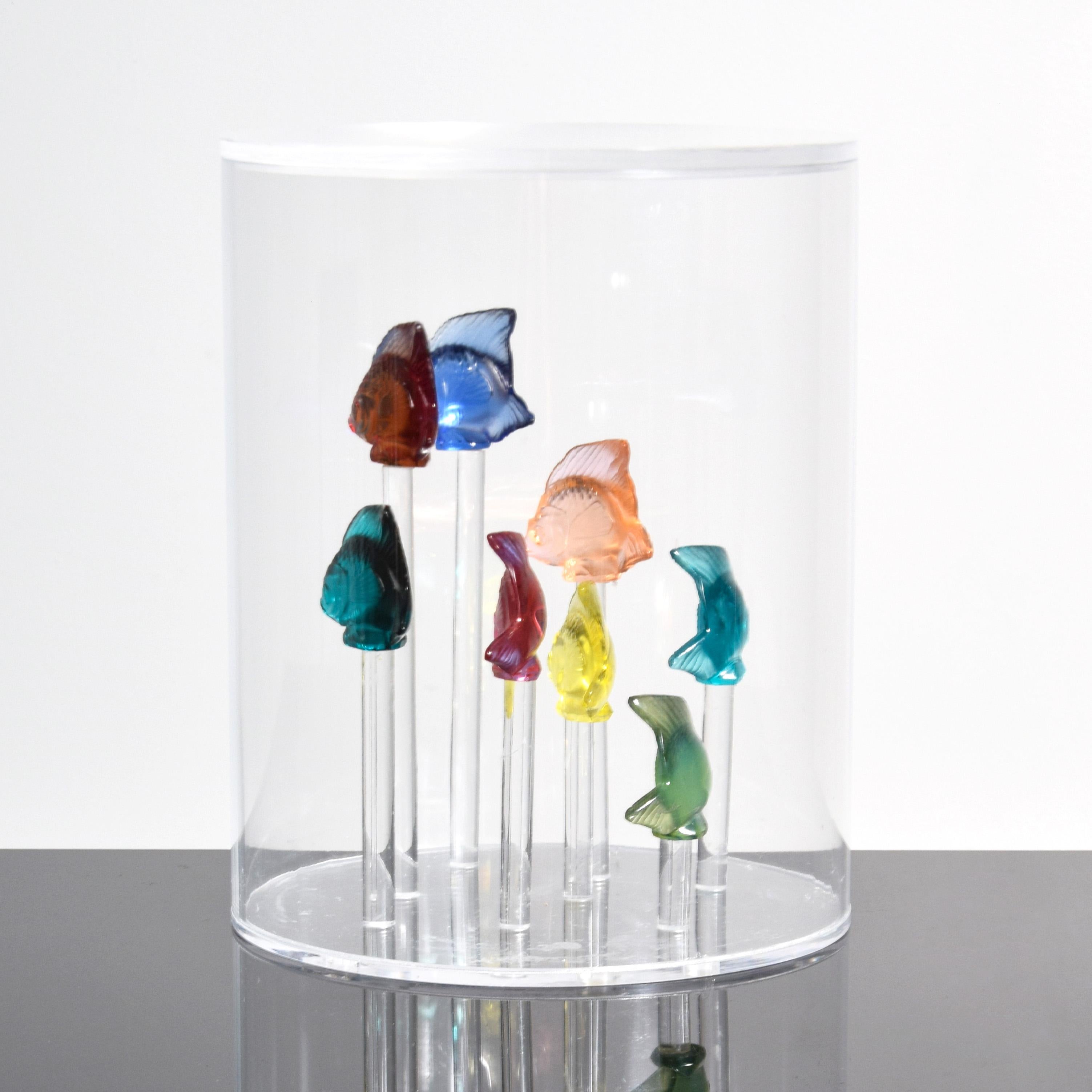 Français Figurines de poissons Lalique, École de 10 en vente