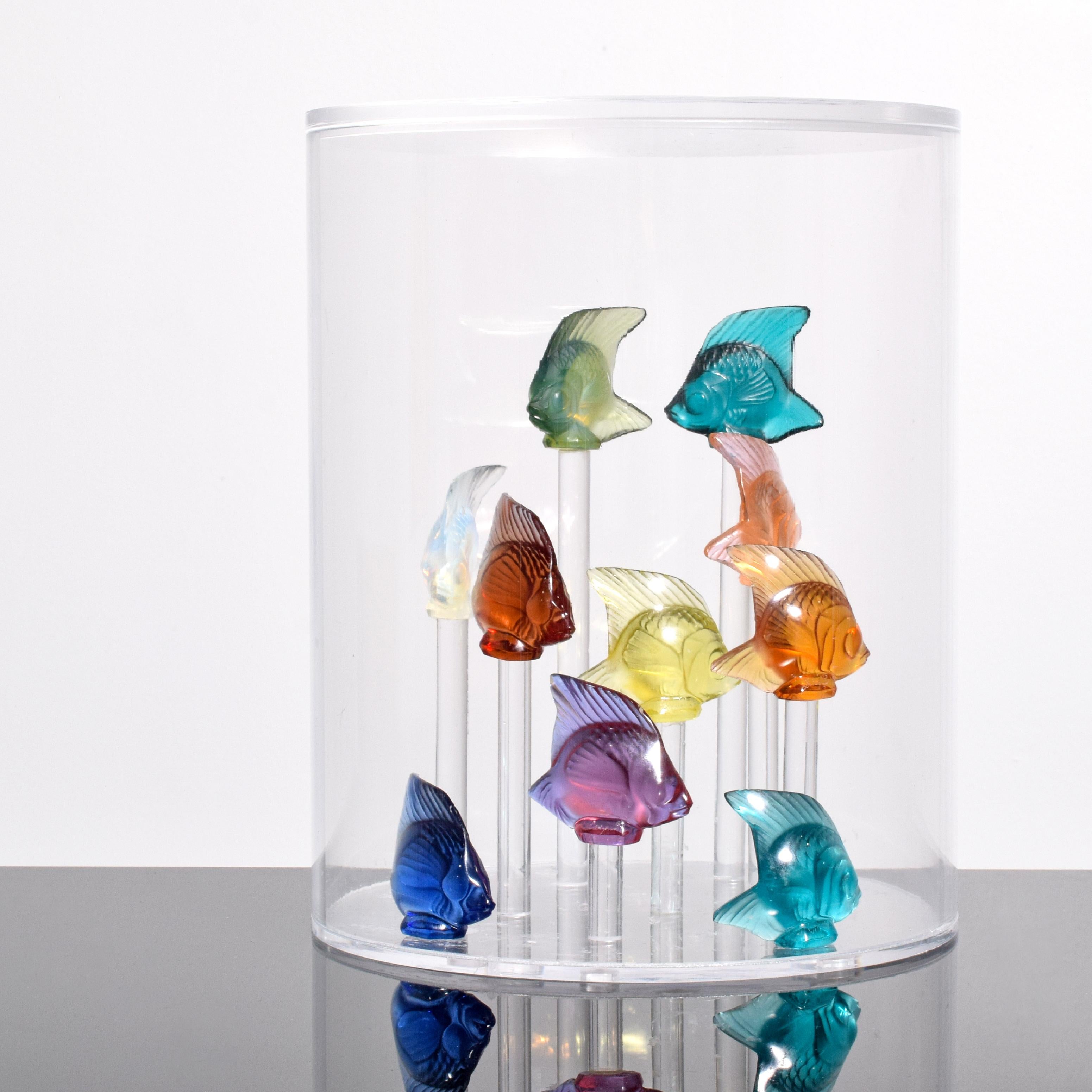 Figurines de poissons Lalique, École de 10 en vente 2