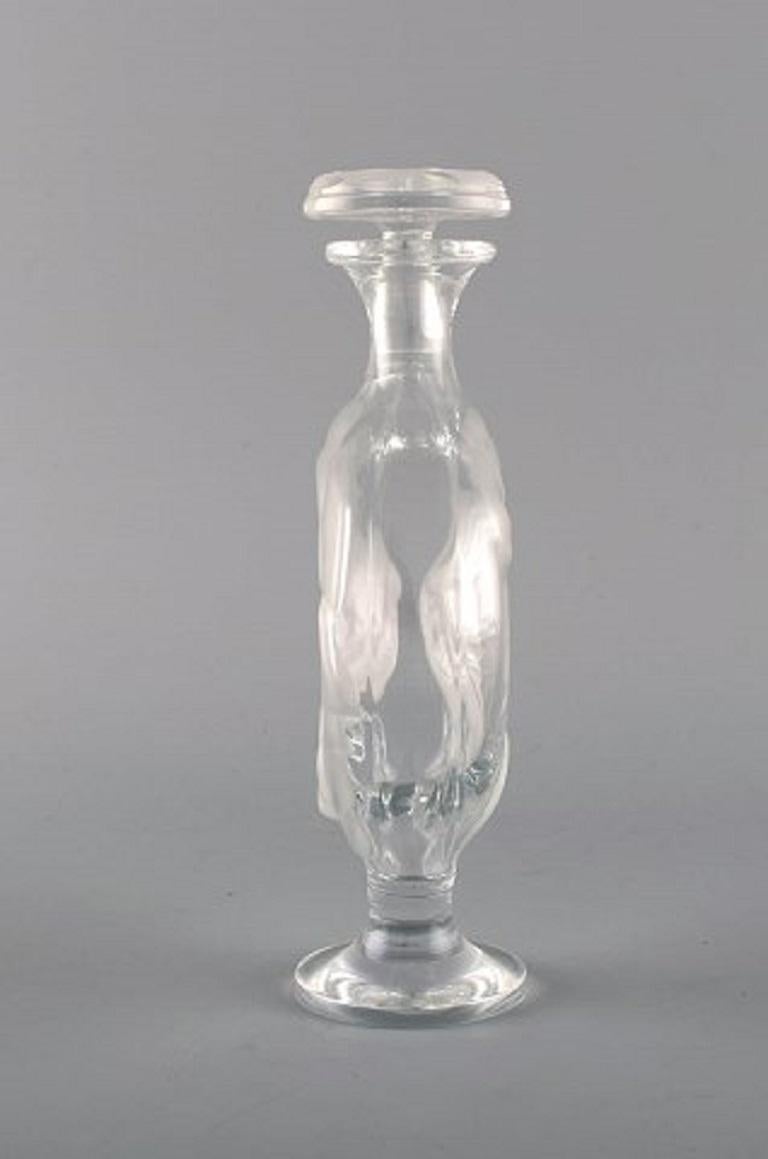 Lalique Flacon in Clear and Frosted Art Glass, 1980s In Excellent Condition For Sale In Copenhagen, DK