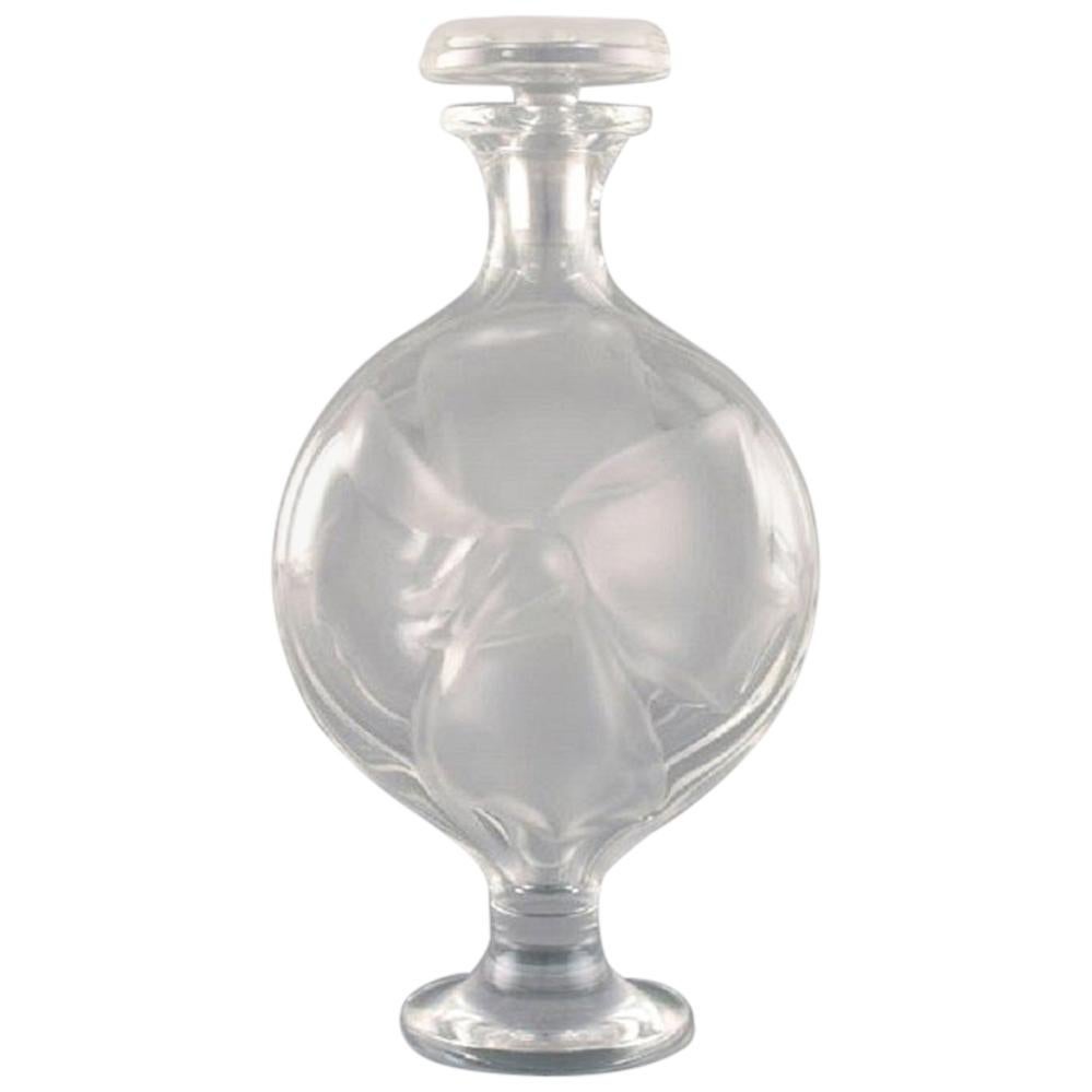 Lalique Flacon in Clear and Frosted Art Glass, 1980s For Sale
