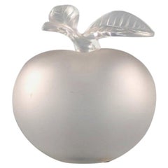 Lalique Flacon Shaped as an Apple in Clear Frosted Art Glass, 1980s