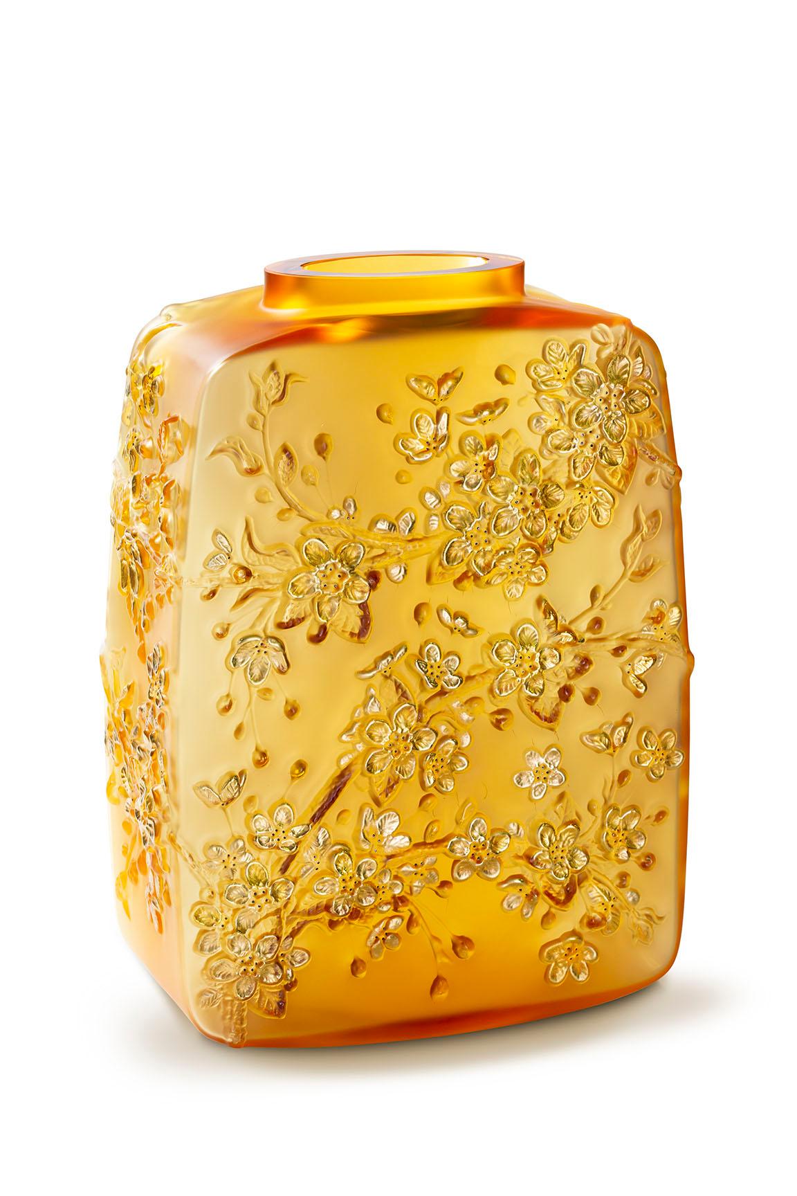 lalique amber vase