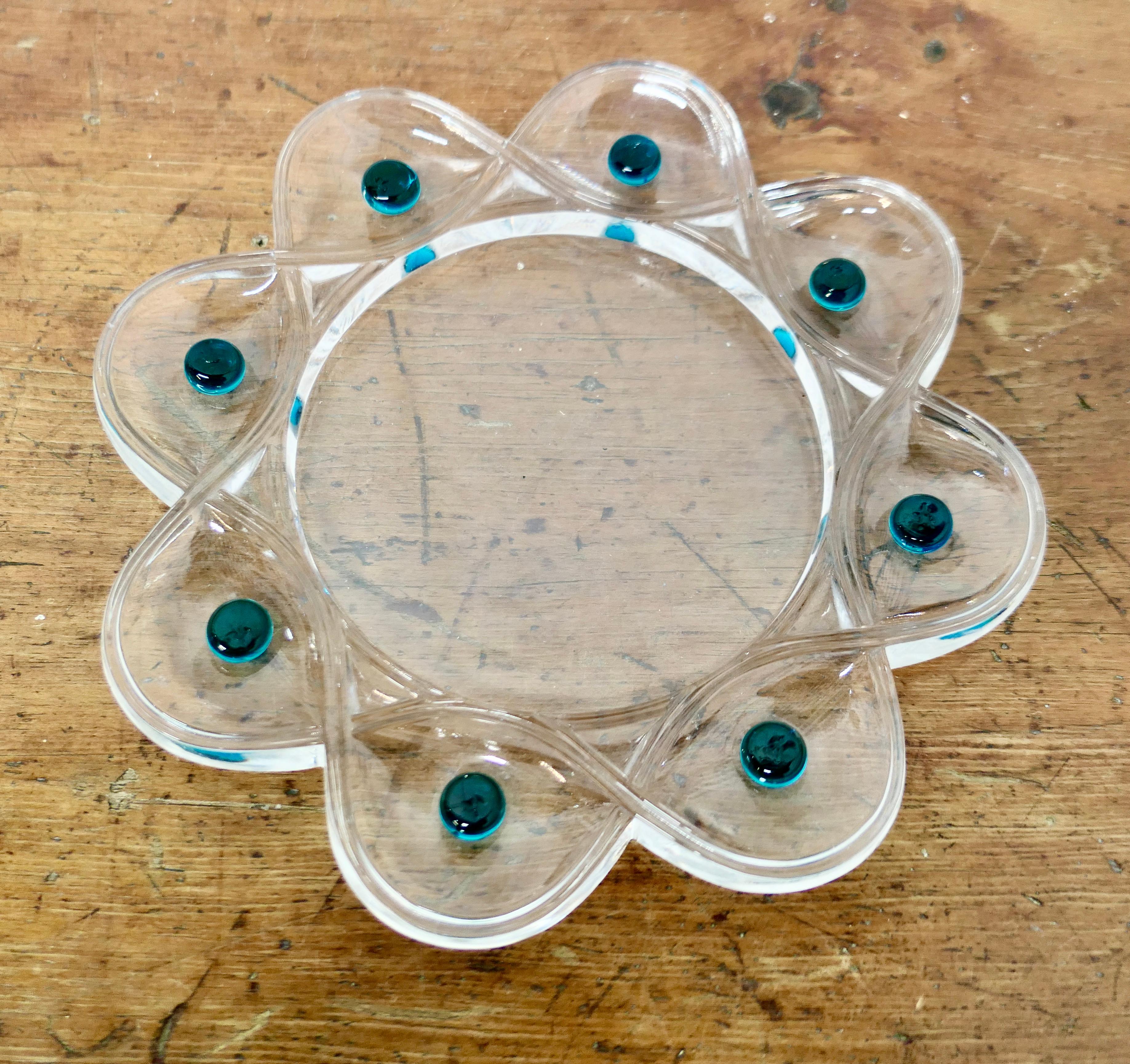 Lalique Floride Set di 6 bicchieri da whisky in cristallo turchese e assiette in vendita 5