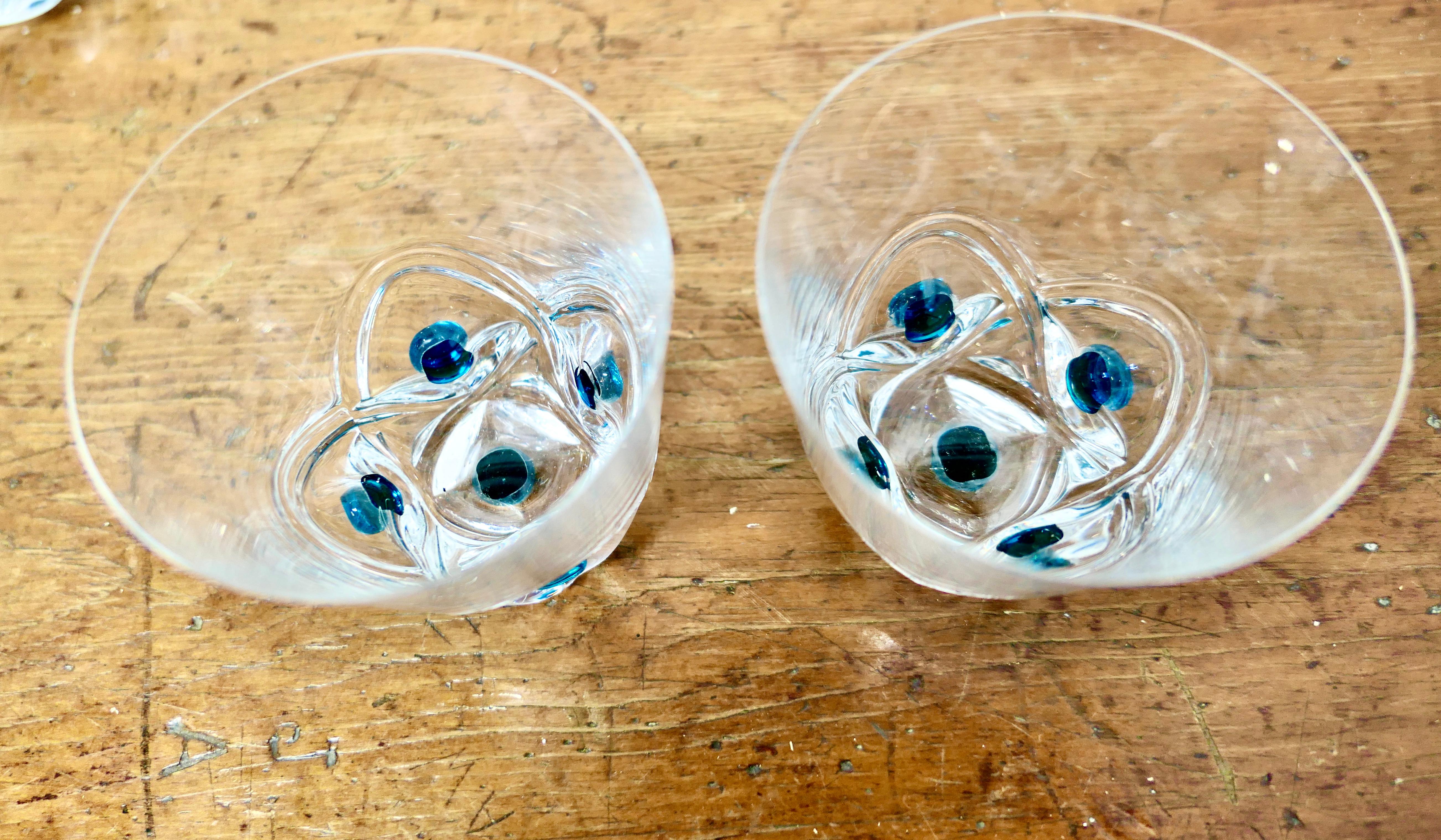 Lalique Floride Set di 6 bicchieri da whisky in cristallo turchese e assiette in vendita 1