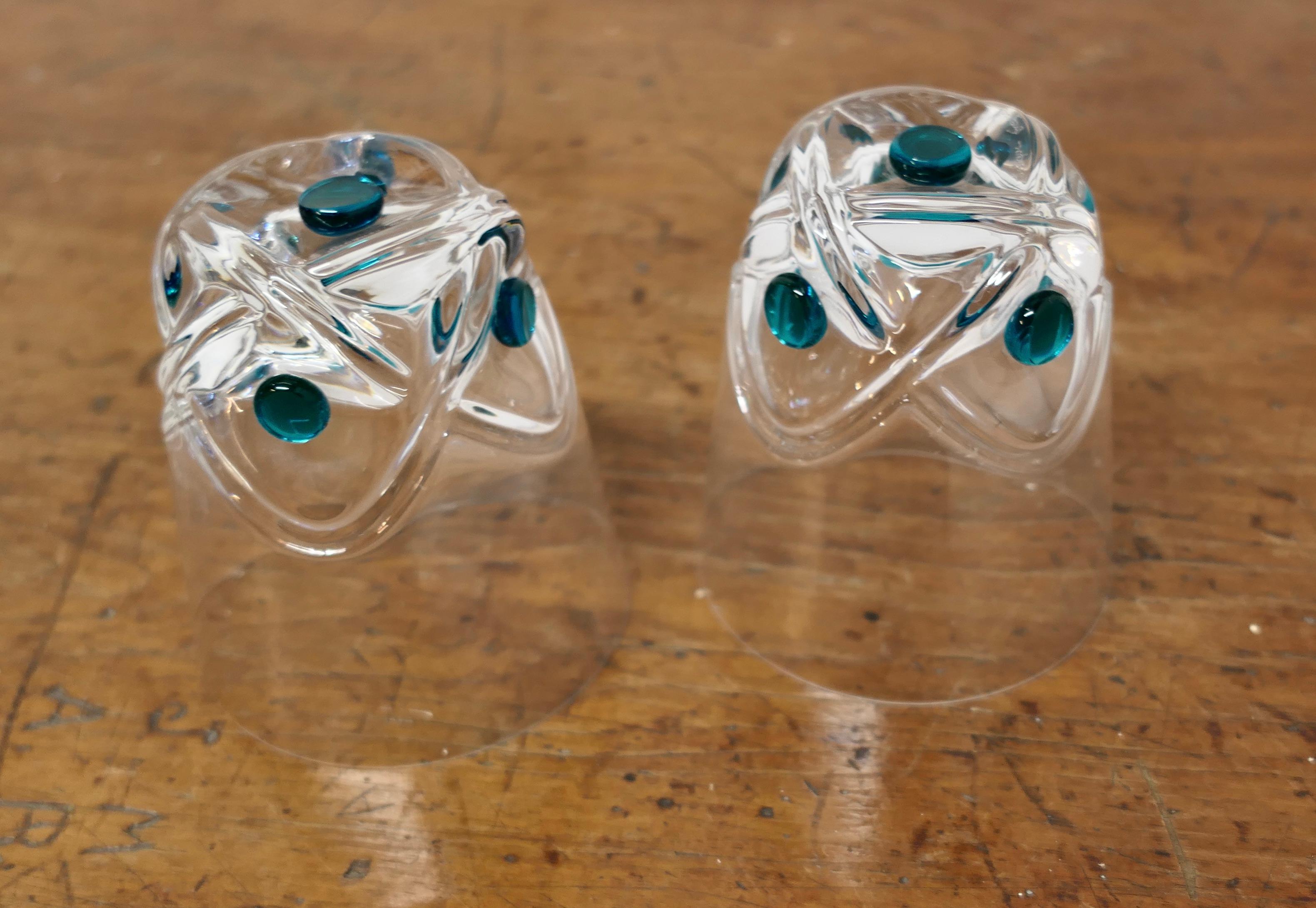Lalique Floride Set di 6 bicchieri da whisky in cristallo turchese e assiette in vendita 3