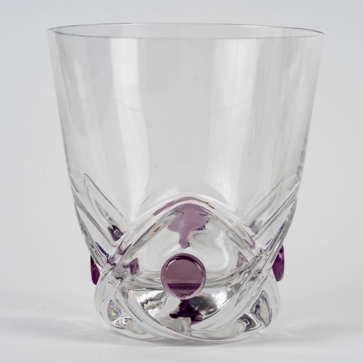 Hollywood Regency Lalique France - 12 Tumblers Goblets Glasses Floride Florida Crystal