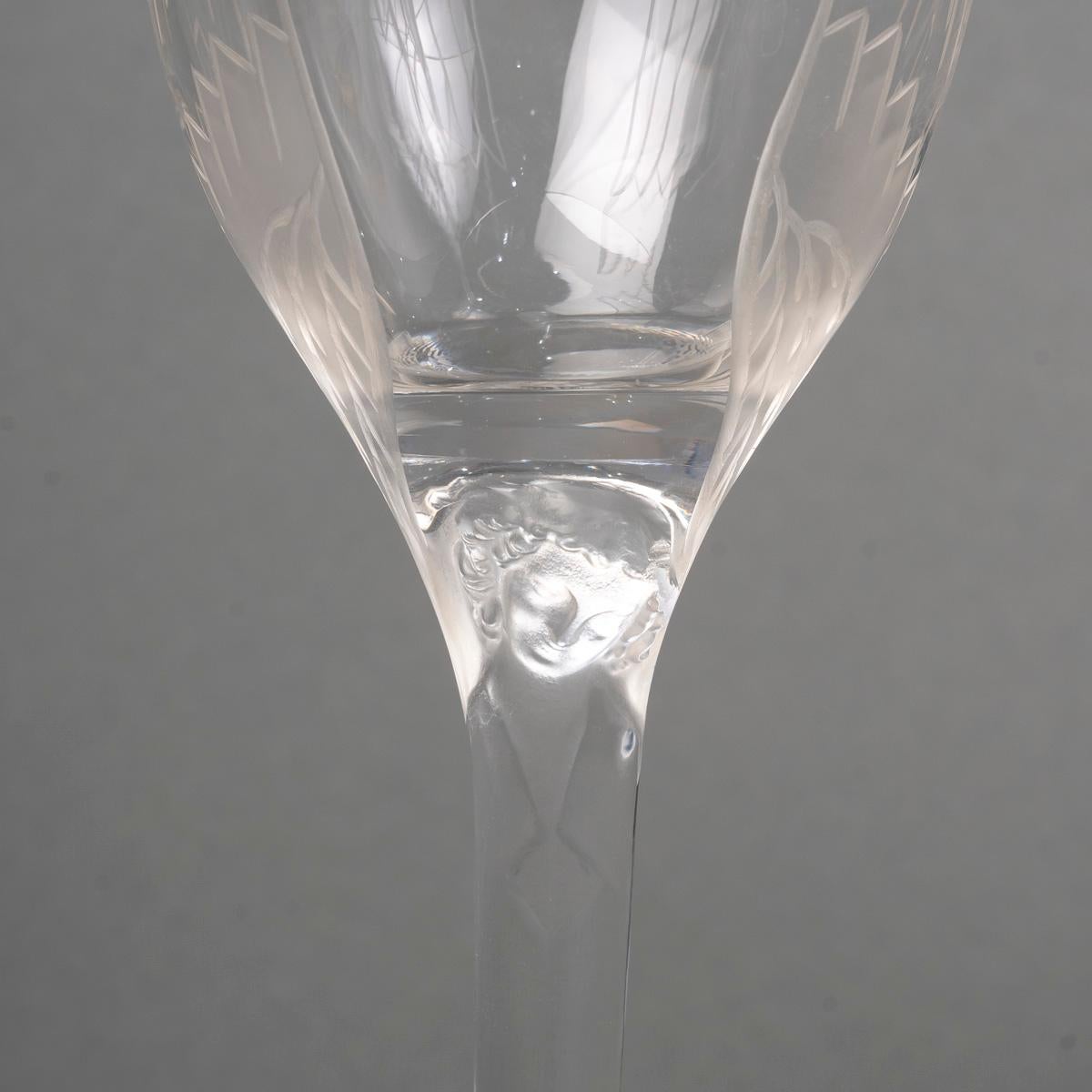 Lalique France,  6 Champagne Glasses Ange De Reims Crystal In Excellent Condition For Sale In Boulogne Billancourt, FR