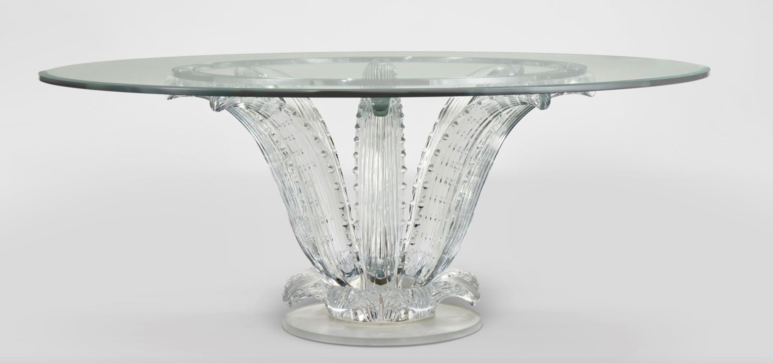 Lalique France, A Magnificent and Large Crystal Cactus Table, circa 1990

