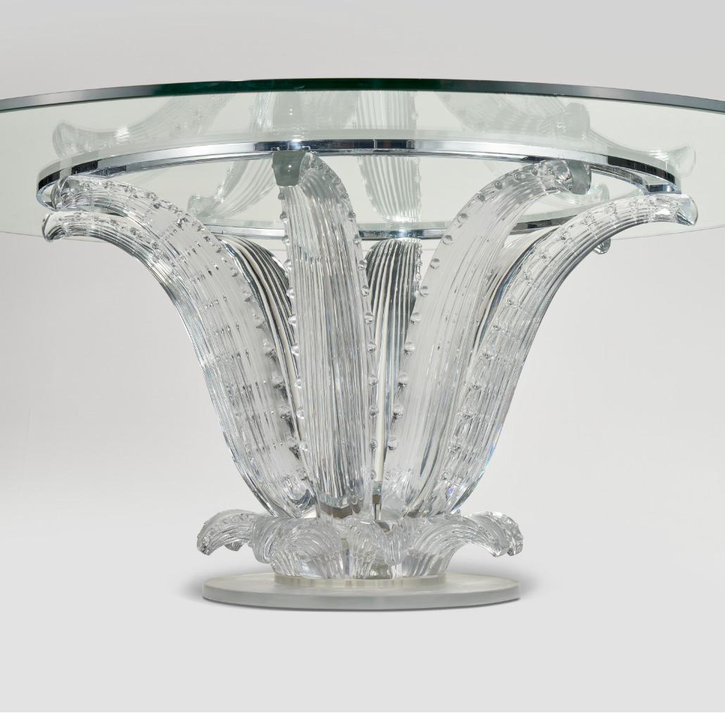 Lalique Frankreich, prächtiger und großer Kristall-Kactus-Tisch aus Kristall, 1990, 72 Zoll Durchmesser (20. Jahrhundert) im Angebot