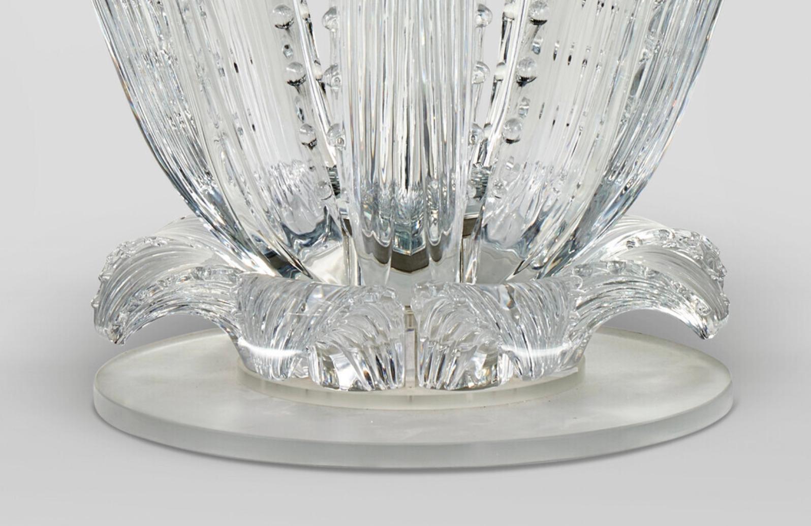 Métal Lalique France, Magnifique et grande table à cactus en cristal, 1990, 72
