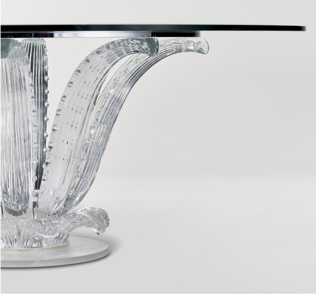 Lalique Frankreich, prächtiger und großer Kristall-Kactus-Tisch aus Kristall, 1990, 72 Zoll Durchmesser im Angebot 1