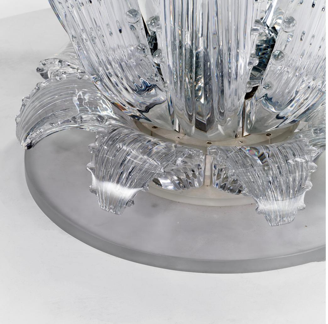 Lalique Frankreich, prächtiger und großer Kristall-Kactus-Tisch aus Kristall, 1990, 72 Zoll Durchmesser im Angebot 3